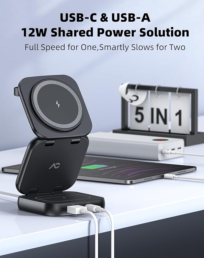 5-in-1 Wireless Charger for MagSafe, AC ISLAND Portable Travel Charging Station - Image 3