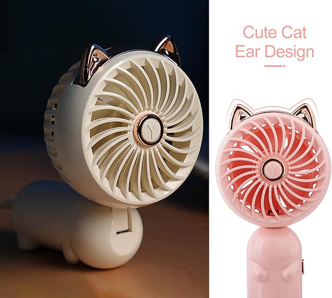 QearFun Handheld Lanyard Fan Portable, Mini USB Rechargeable, 3 Speed Strong - Image 3