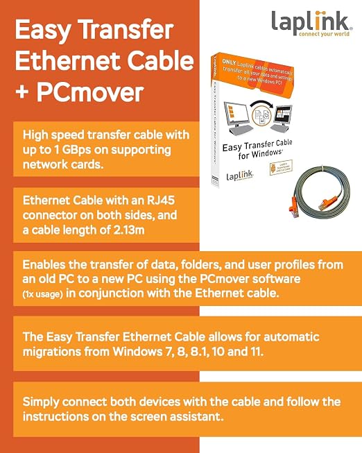 LAPLINK Easy Transfer Cable, Includes PCmover Express Data Transfer Software - Image 2
