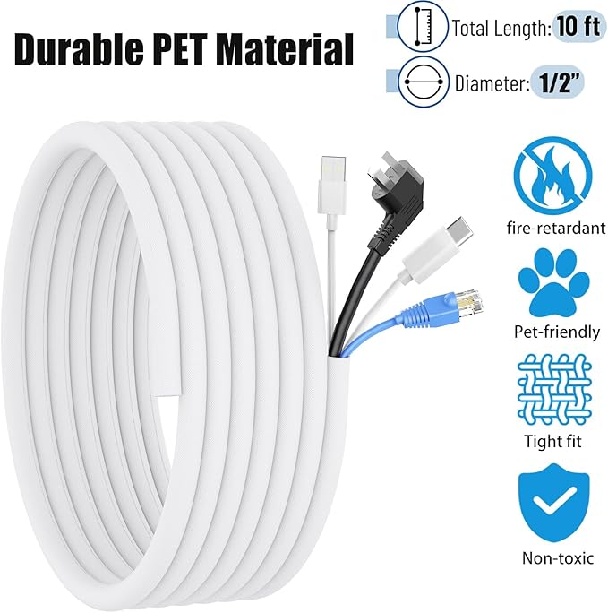 Cord Protectors from Pets No Chew, 1/2 inch 10ft Wire Protector Cord Covers - Image 2