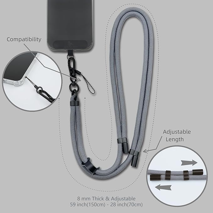 Adjustable Cell Phone Lanyard Crossbody Smartphone Strap Soft Rope Phone Lanyard - Image 6