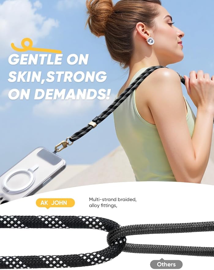 Phone Crossbody Lanyard with 2 Phone Tabs, Adjustable Anti-Theft Phone Lanyard - Image 4