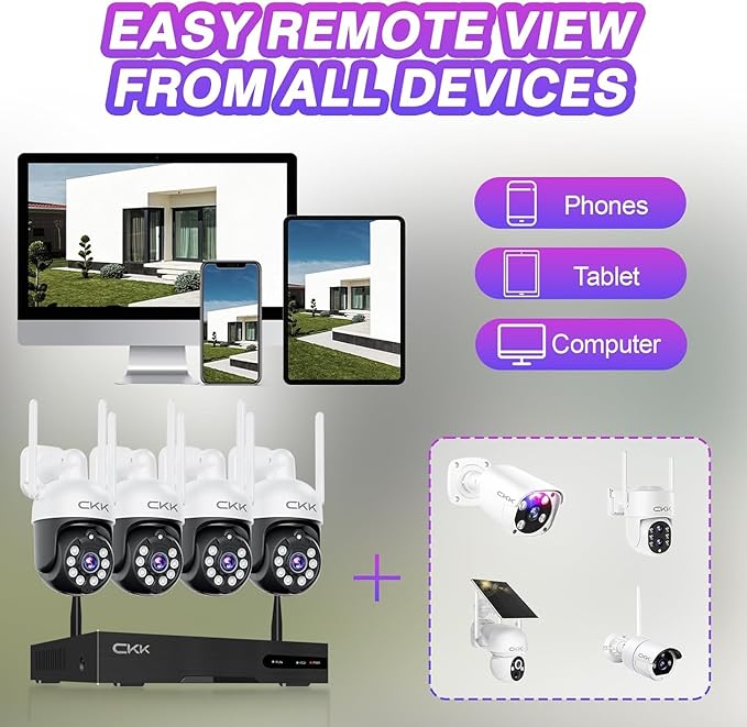 CKK Wireless Security Camera System: 4 Outdoor 5MP PTZ Cameras - Image 7