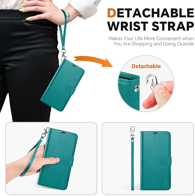 TUCCH Case Wallet for Galaxy S25 Plus, Detachable RFID Blocking 4 Card Holder - Image 6