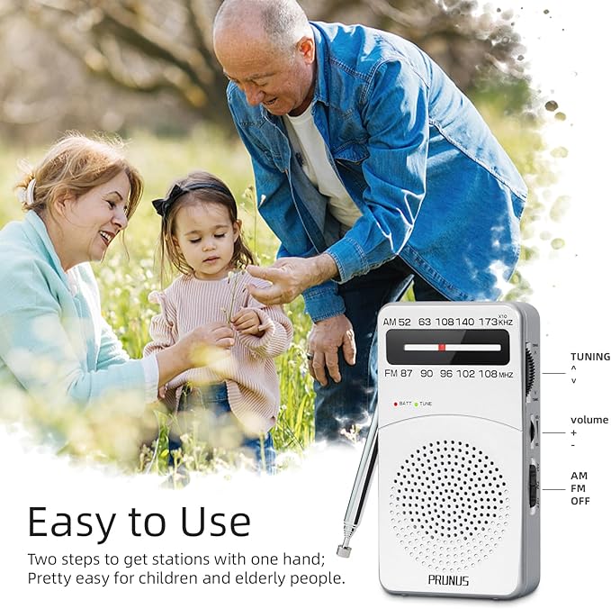 PRUNUS J-166 Portable Radio AM FM, Battery Operated Radio - Image 3