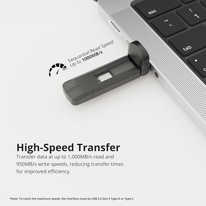 Timetec 1TB Pro Portable USB 3.2 Gen 2 Type-C/Type-A SSD Read Speed 1000MB/s - Image 4