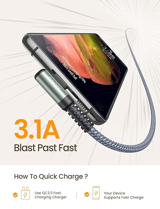 AINOPE 10 ft USB C Cable 2-Pack, 3.1A C Chargers Fast Charging 10 Foot - Image 4