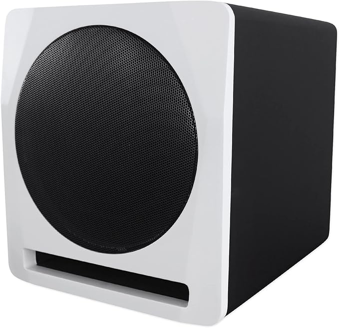 Rockville APM10W Active Studio Subwoofer in White, MDF Wood, RCA/XLR/Optical by Rockville