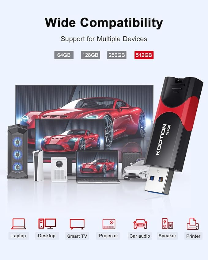 KOOTION 512GB USB Flash Drive 3.0 Thumb Drive, Retractable Zip Drive USB Memory - Image 4