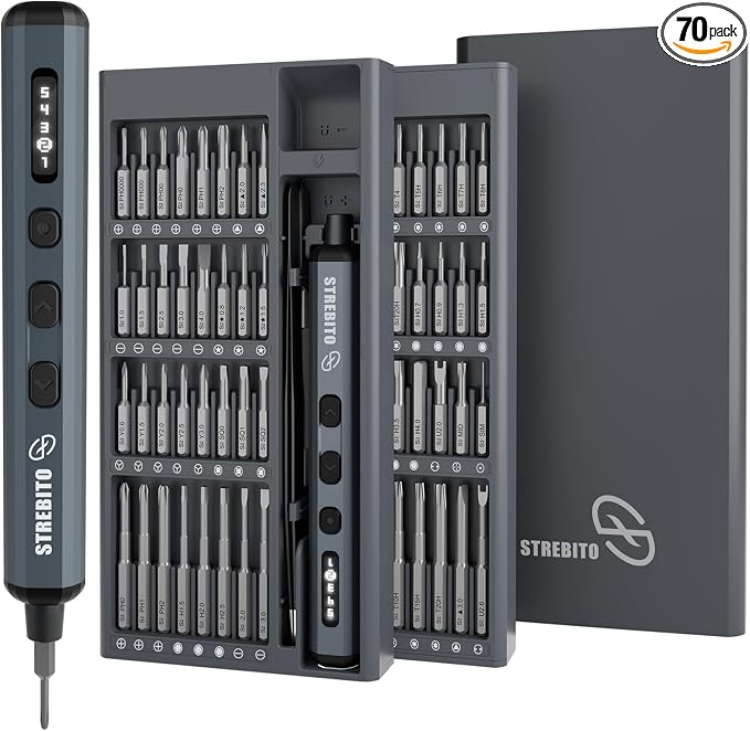 STREBITO Mini Electric Screwdriver Set, 70-in-1 Max Precision Electric by STREBITO