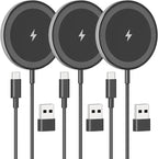 3-Pack 15W Magnetic Wireless Charger: Qi2 Fast Charging Pad by SMILESTATION