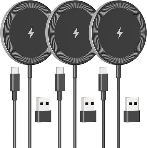 3-Pack 15W Magnetic Wireless Charger: Qi2 Fast Charging Pad by SMILESTATION
