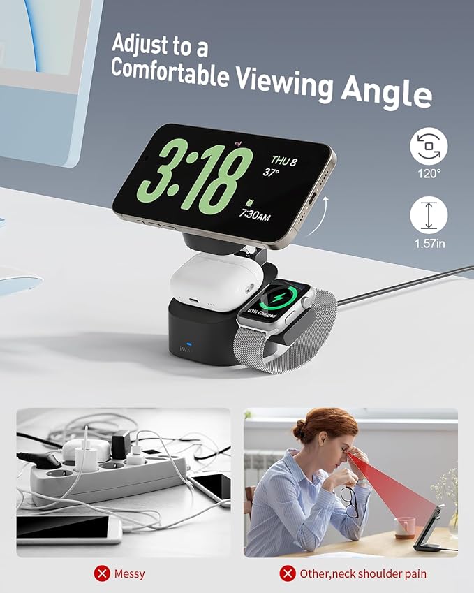 iWALK 3-in-1 Magnetic Wireless Charging Stand, 15W Foldable Charger Station - Image 5
