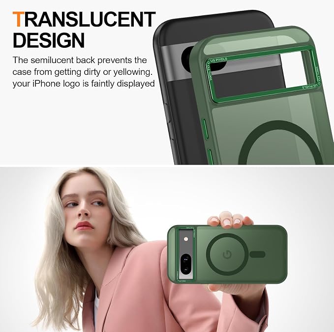 Magnetic for Google Pixel 8a Case, Shockproof Slim Translucent Matte Anti-Slip - Image 4