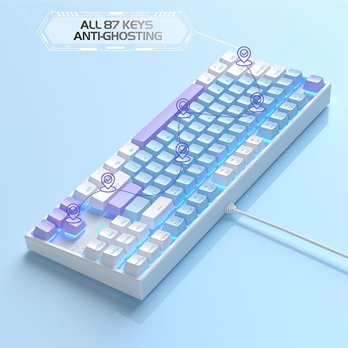 MageGee 75% Mechanical Gaming Keyboard, LED Blue Backlit, 87 Keys Compact TKL - Image 5