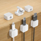 6 White Magnetic Cable Clips, Under Desk Cable Management, Cord Holder by Unknown