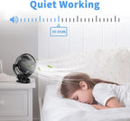 ATEngeus Rechargeable Clip-on USB Desk Fan, 3 Speeds, 5000mAh Battery, - Image 4