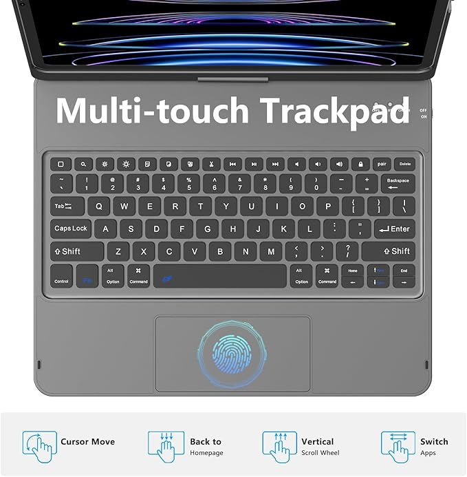 GGH Touch for iPad Keyboard Case Air 13 &12.9 iPad Pro, 360° Rotatable - Image 4
