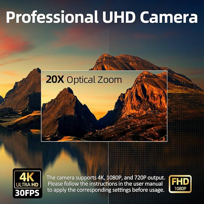 4K Conference Room Camera, PTZ Camera 20X Optical Zoom - Image 4