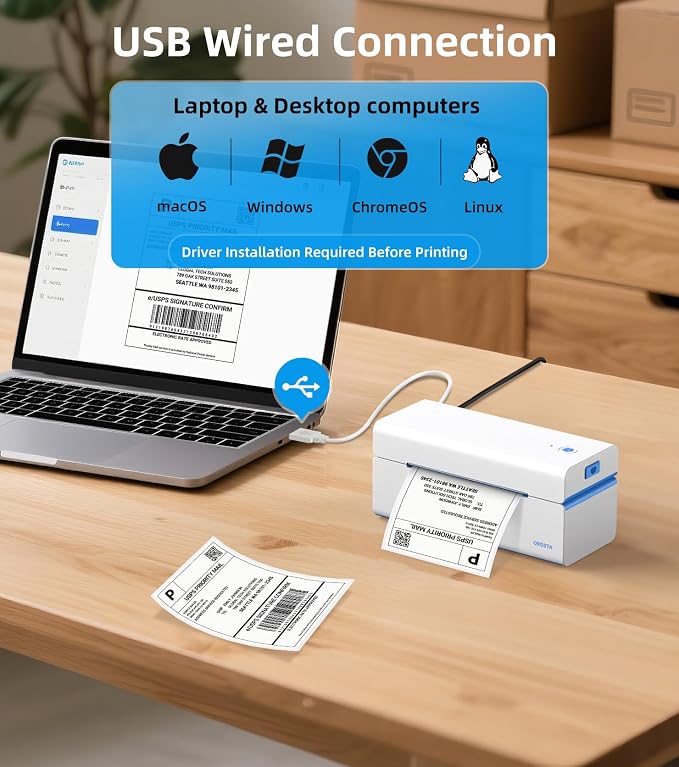 ORGSTA Bluetooth Thermal Shipping Label Printer T001-Plus Wireless 4x6 Shipping - Image 3