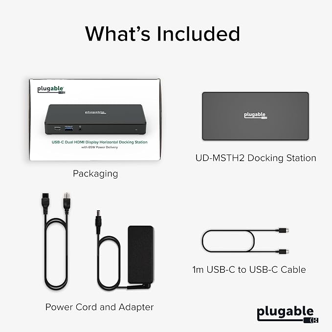 Plugable USB-C Docking Station Dual 4K 60Hz HDMI, 65W Charging, Gigabit Ethernet - Image 9