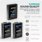 Movo Lingo-Duo 48-Channel UHF Wireless Lavalier Microphone System - Image 2