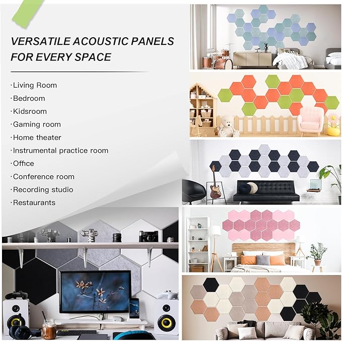 Mollywell Hexagon Acoustic Panels, High Density, Soundproofing, Decorative - Image 6