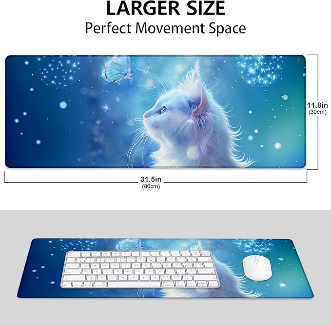 Cat Large Mouse Pad, Gaming Mouse Pad, Keyboard Mat, Non-Slip Rubber Base - Image 3