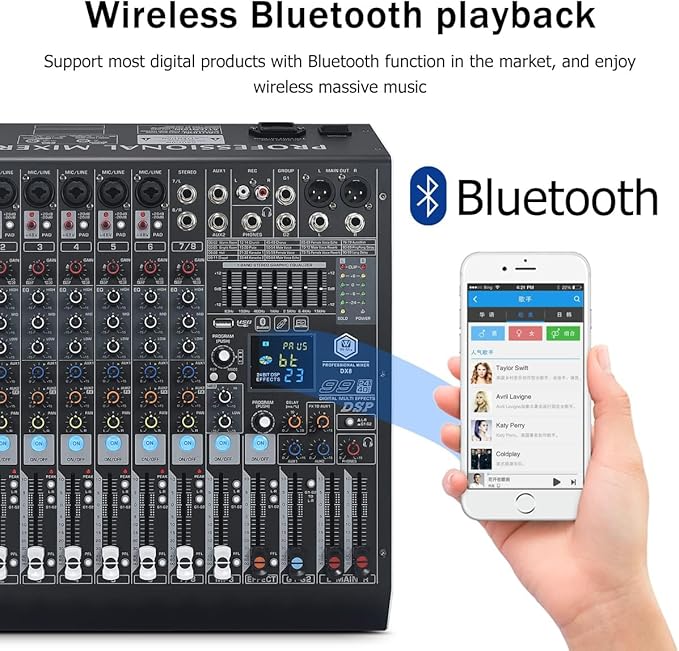 W IN-MIX DX8 Professional DJ Audio Mixer 8 Channel - Image 5