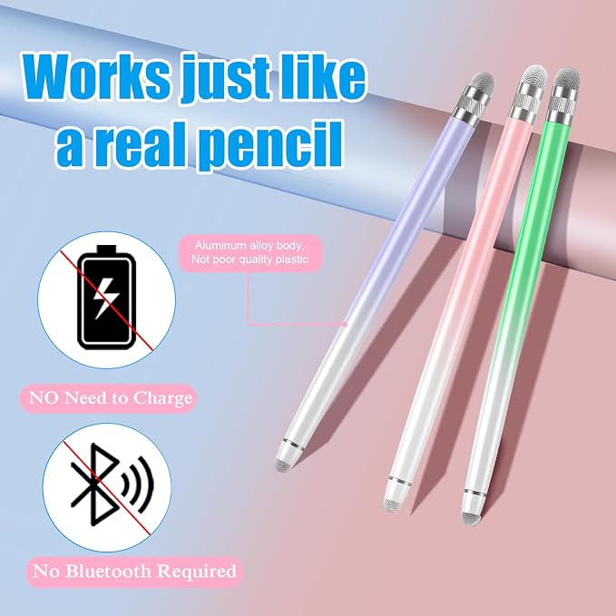 Bopomofo 3PCS Stylus Pen for Touchscreen, Stylus Pen for iPhone/iPad/Tablet - Image 2