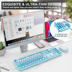 Wireless Keyboard and Mouse Set, 104 Round Keys Full-Size Cute Colorful - Image 5