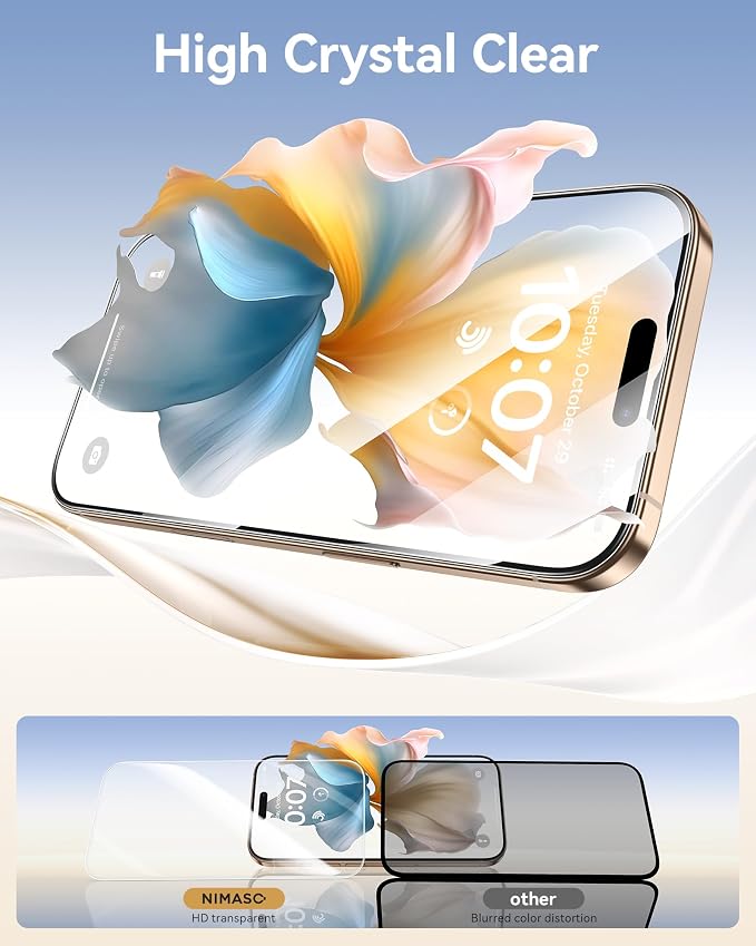 NIMASO for iPhone 16 Pro Max Screen Protector, 3 Pack Tempered Glass Screen - Image 3