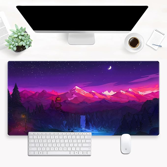 Purple Mouse Pad Pink Desk Mat Gaming Mousepad XXL Computer Pad 31.5 x 15.7 by Cindasun