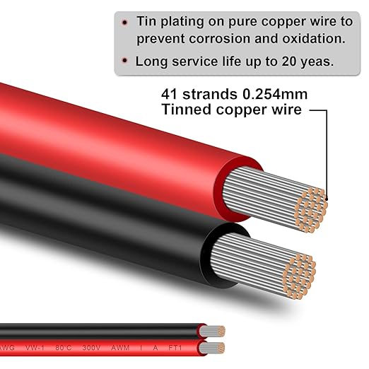 14 Gauge Wire 100FT Tinned Copper Wire-2 Conductor Parallel Wire Insulated - Image 2