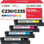 C230 C235 Toner Cartridge with Chip High Capacity Set 4-Pack Replacement by JCTONER