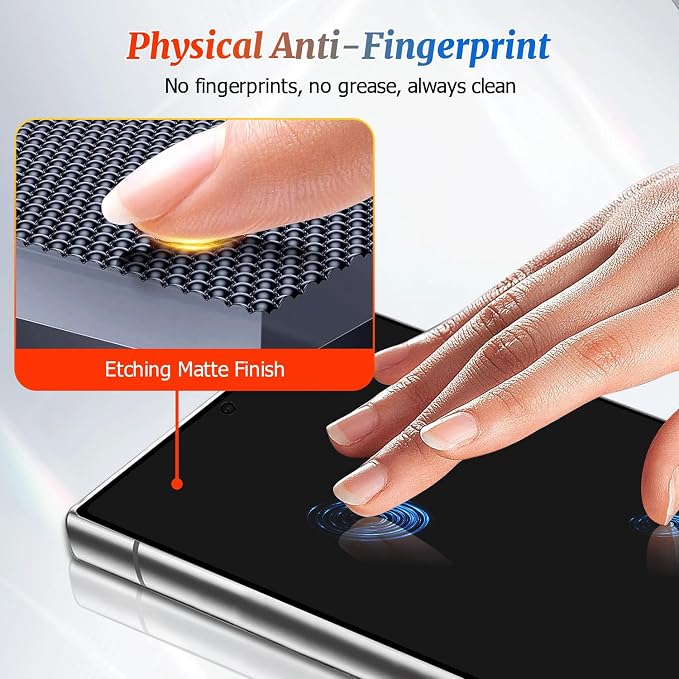 2 Pack Galaxy S24 Ultra Matte Anti spy Privacy Screen Protector, 9H Tempered - Image 6