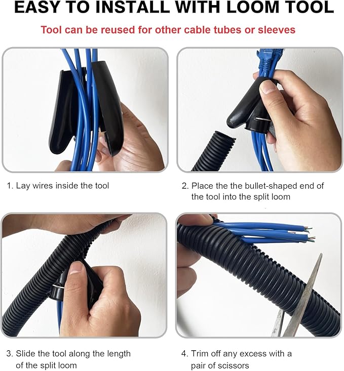 CrocSee 10ft - 1/2 inch Flame Retardant Split Wire Loom Tubing - Flexible Wire - Image 7