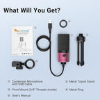 FIFINE USB Podcast Condenser Microphone Recording On Laptop, No Need Sound Card - Image 7