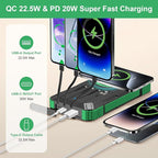 Solar Charger Power Bank 49800mAh Wireless Portable Phone Charger, 22.5W QC3.0 - Image 2