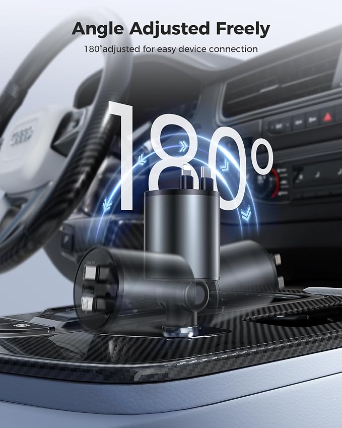 Retractable Car Charger, 4 in 1 Fast Car Phone Charger - Image 7