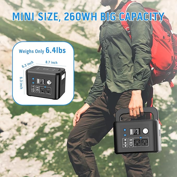 Portable Power Station 350W, Powkey 260Wh/70, 000mAh Backup Lithium Battery - Image 4