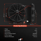 A-Premium 14'' 14 inch Slim Fan Pull Universal Electric Radiator Cooling Fan - Image 2