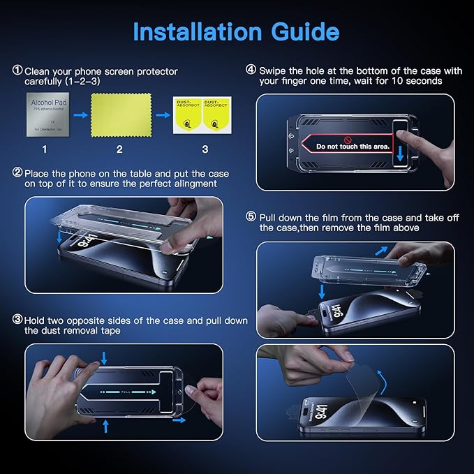 Uyiton Anti-Blue Light for iPhone 15 Screen Protector - Image 4