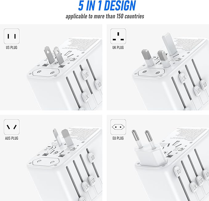 VYLEE Travel Plug Adapter, 65W Fast GaN Travel Charger, International Plug - Image 4