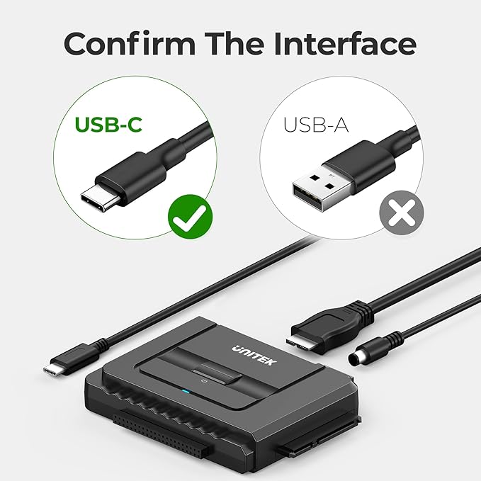Unitek USB C to IDE and SATA Converter External Hard Drive Adapter Kit - Image 6