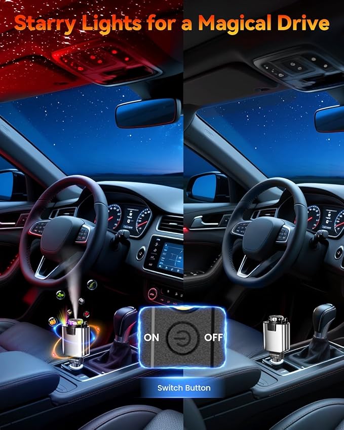 Retractable Car Charger with Air Freshener Diffuser & Star Lights, Car - Image 6