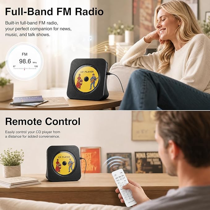Gueray CD Player Portable Bluetooth Desktop CD Player - Image 5