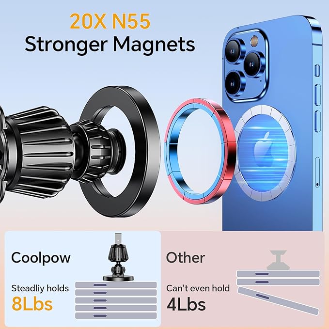 for MagSafe Car Mount【 Windshield + Vent + Dash 】 Magnetic Phone Holder - Image 6