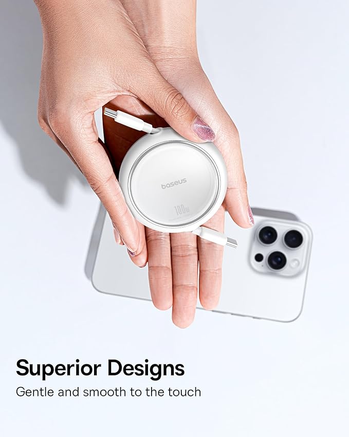 Baseus USB C to USB C Cable, 100W Retractable USB C 5A Fast Charging Cable - Image 7
