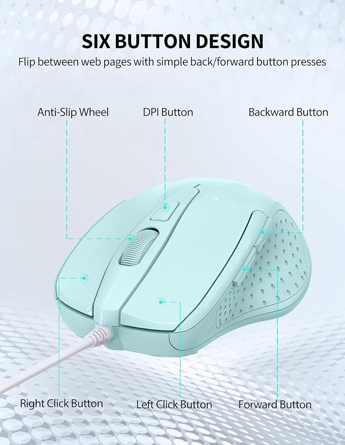TECKNET Wired Mouse, 6-Button Corded - Image 7